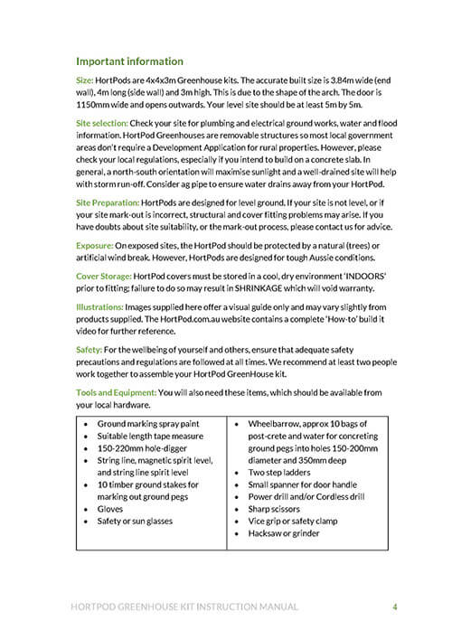 HortPod Manual Summary page 4